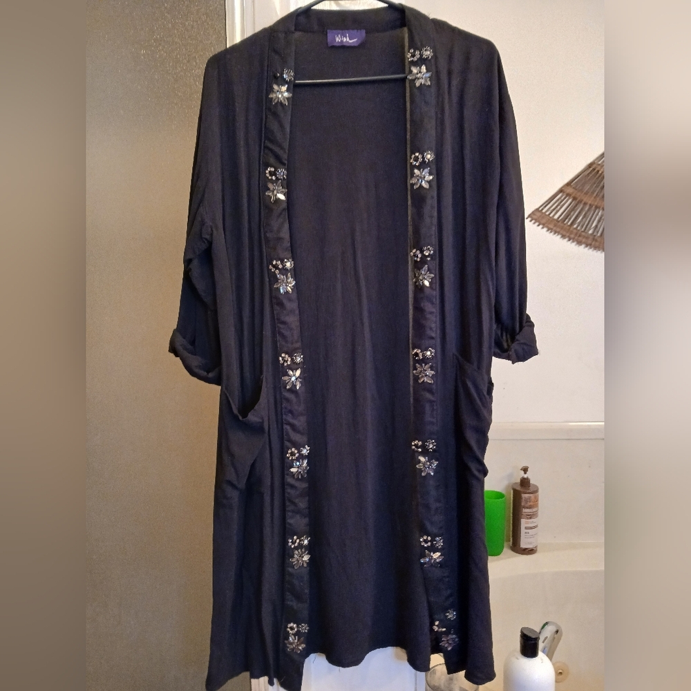 Wish ,Black‎ Shirt/jacket W Decorative Rhinestone. Women's Sz.S